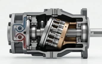 Устройство гидромотора хода в разрезе. 